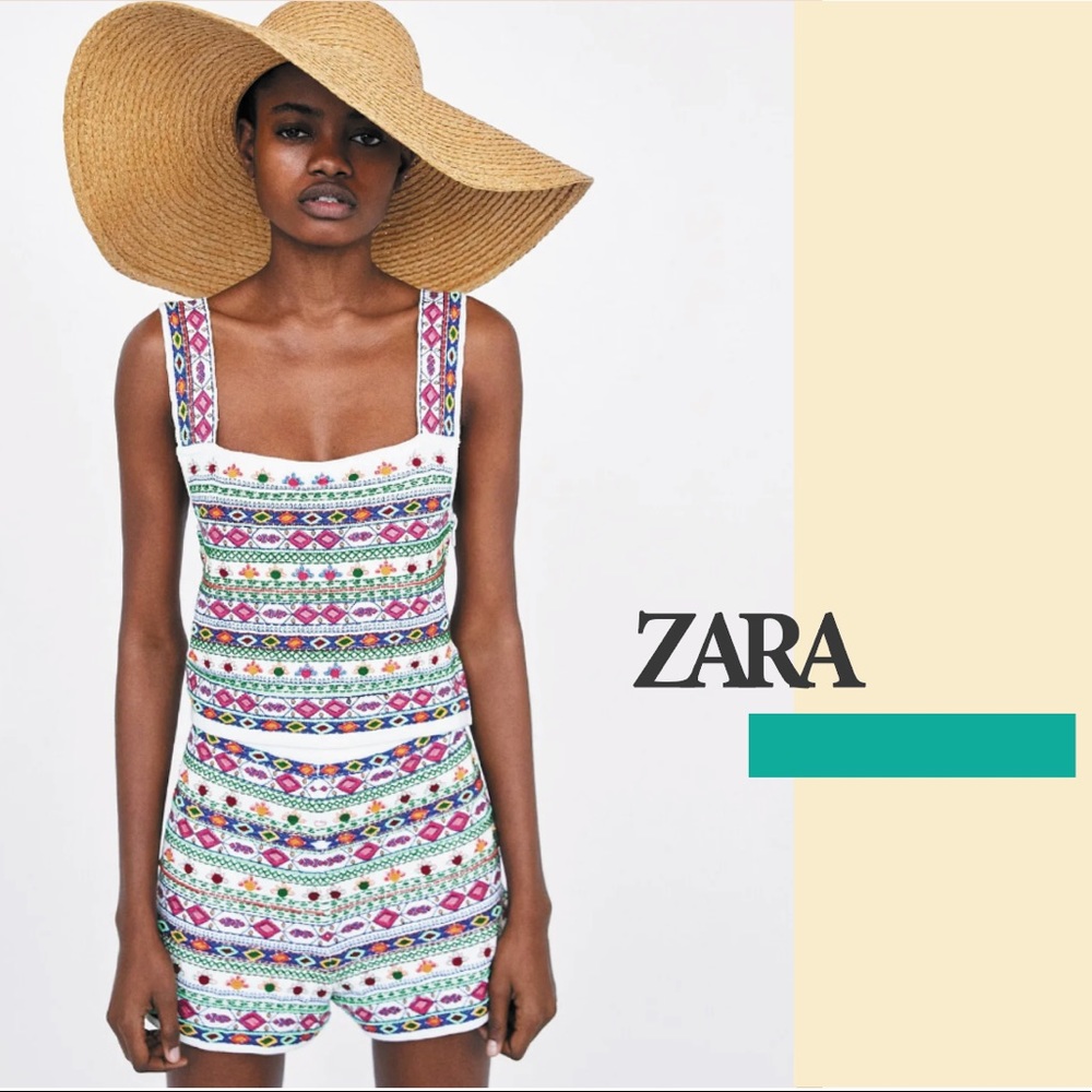 NWOT Zara High Waisted Beaded Shorts